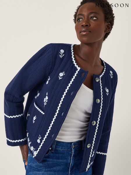 Monsoon Evie Floral Embroidered Quilted Jacket (H90926) | R$ 790
