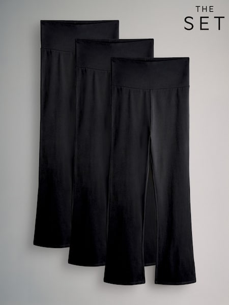The Set Black 3 Pack Flared Leggings (H90927) | 140 QAR