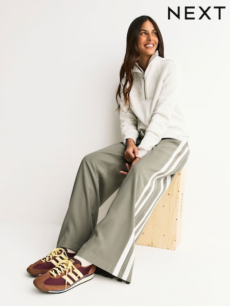Sage Green Wide Leg Side Stripe Trousers (H91127) | SGD 66