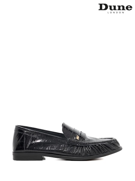 Dune London Black Grisella Ruch Detail Penny Loafers (H91140) | AED577