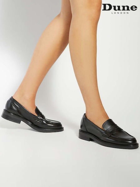 Dune London Black Giya Penny Loafers (H91149) | €113