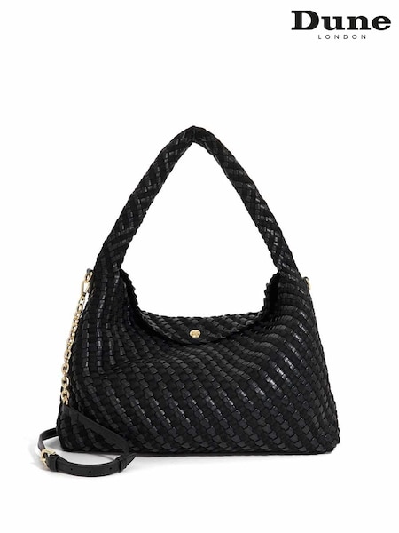 Dune London Black Large Deliberate L Woven Slouch Bag (H91159) | €185