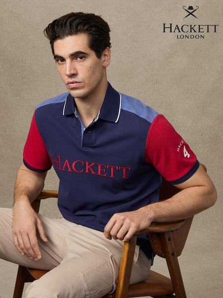 Hackett Blue Heritage Number Multi Polo Shirt (H91198) | €172