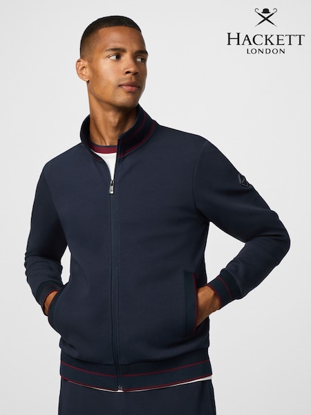 Hackett Sport Jacquard Tipped Full Zip Sweat Top (H91223) | €325