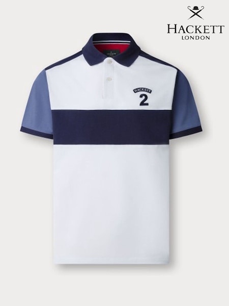 Heritage Number 2 Panel White Polo Shirt (H91227) | 643 QAR