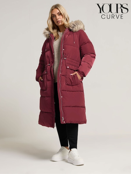 Yours Curve Red Padded Plush Parka Coat (H91631) | €120