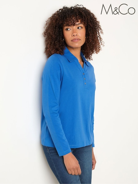 M&Co Blue Plain Polo Shirt (H91638) | SGD 45