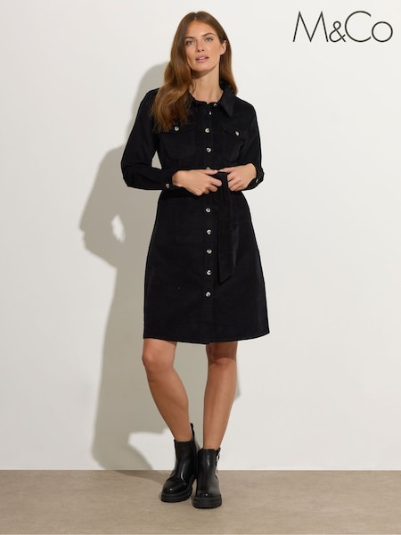 M&Co Black Short Cord Shirt Dress (H91662) | €57