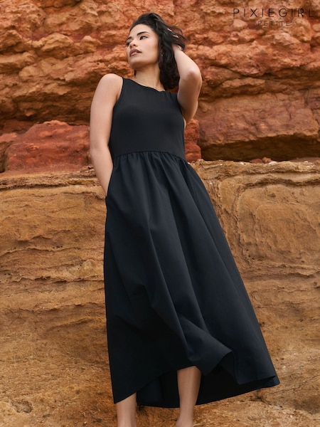 PixieGirl Petite Jersey & Woven Mix Fabric Midaxi Dress (H91668) | R$ 305