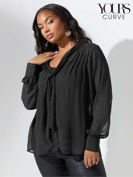 Yours Curve London Pleated Shoulder Bow Blouse (H91673) | € 47