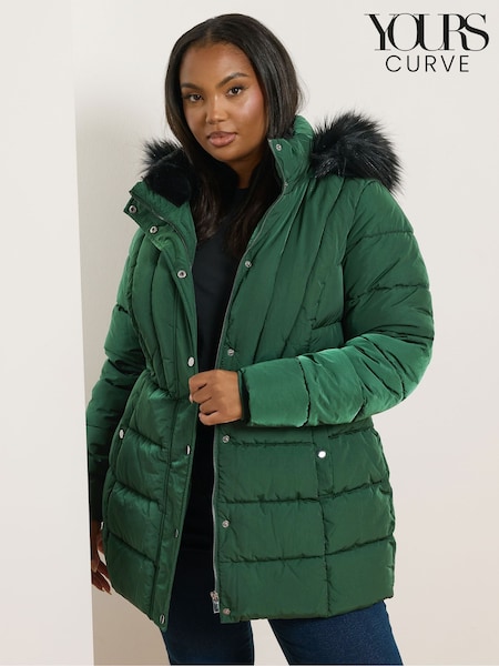 Yours Curve Green Short Puffa Coat (H91675) | €89