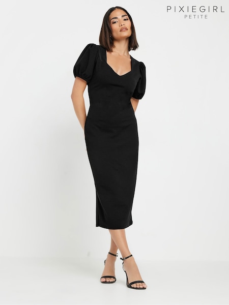 PixieGirl Petite Black Puff Sleeve Midi Dress (H91681) | €39