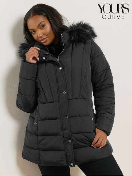 Yours Curve Black Short Puffa Coat (H91690) | €89
