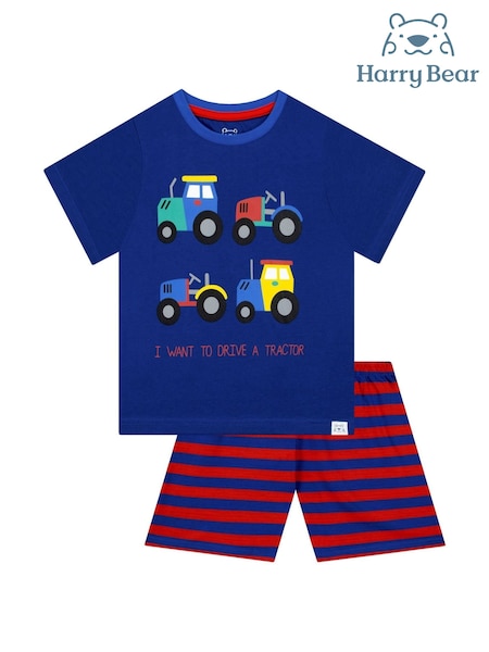 Harry Bear Blue Tractor Short Sleeve Pyjamas (H92121) | 59 QAR