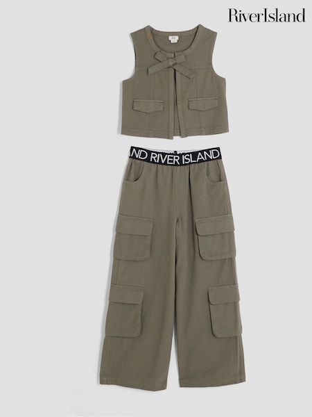 River Island Green Girls Waistband Gilet Cargo Set (H92128) | €53