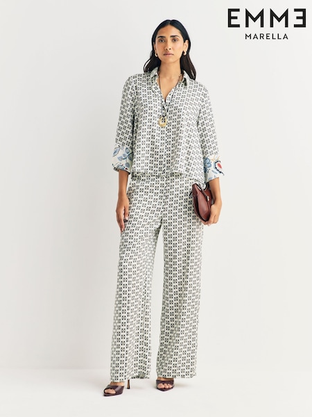 Emme by Marella Emmbaobab Printed White Trousers (H92130) | €146