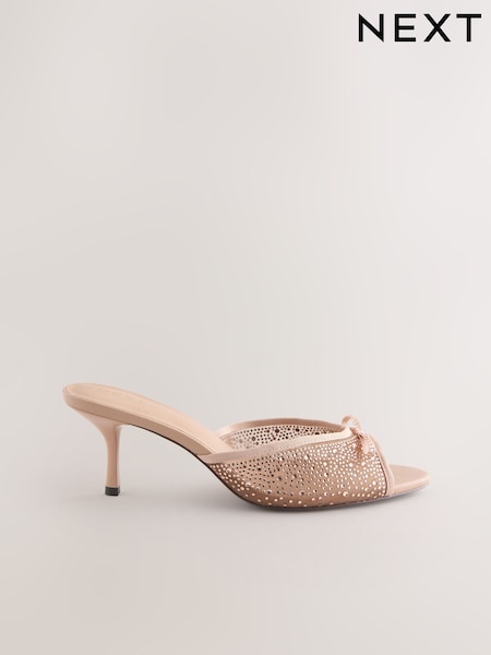 Nude Forever Comfort® Sparkle Bow Mules (H92273) | $81