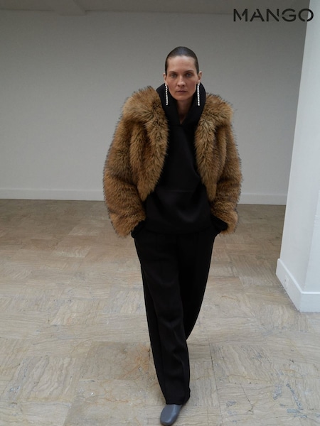 Mango Brown Fur-Effect Jacket With Lapels (H92298) | €294