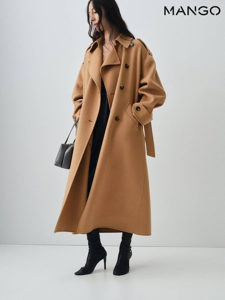 Mango Brown Double-Breasted Wool Coat (H92303) | €294