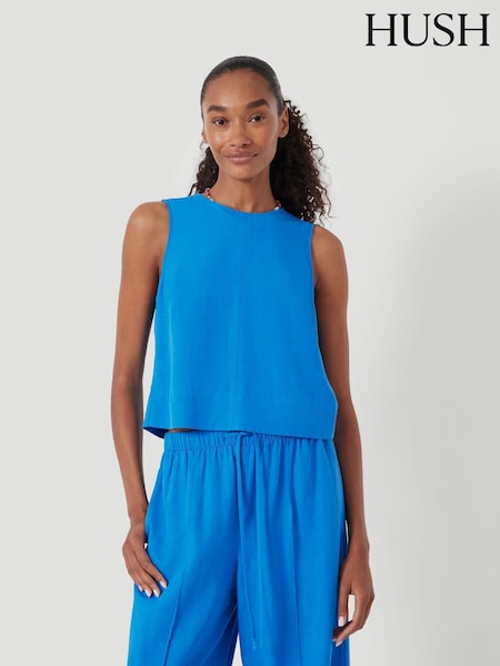 Hush Blue Vera Linen Blend Shell Top (H92316) | €80