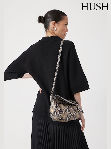 Hush Animal Zippy Crescent Leather Cross-Body Bag (H92324) | OMR78