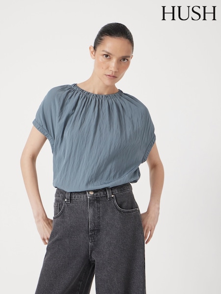 Hush Gathered Crew Neck Short Sleeve Top (H92326) | R$ 690
