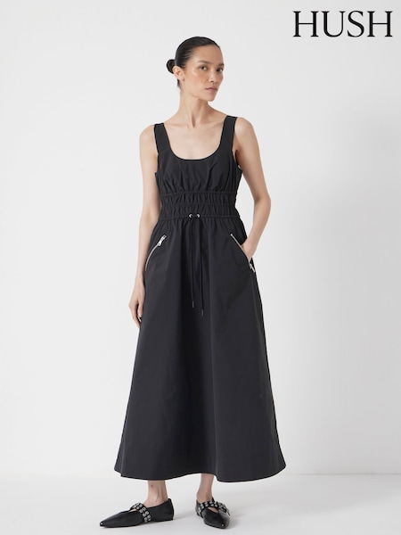 Hush Technical Gathered Midi Dress (H92333) | R$ 1.185