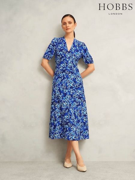 Hobbs Blue Petite Sidonie Dress (H92353) | R$ 1.470