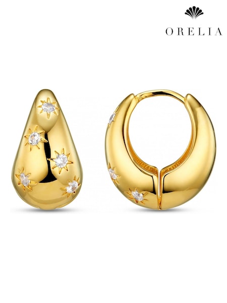 Orelia London Gold Tone Tapered Crystal Starburst Hoop Earring (H92438) | €37