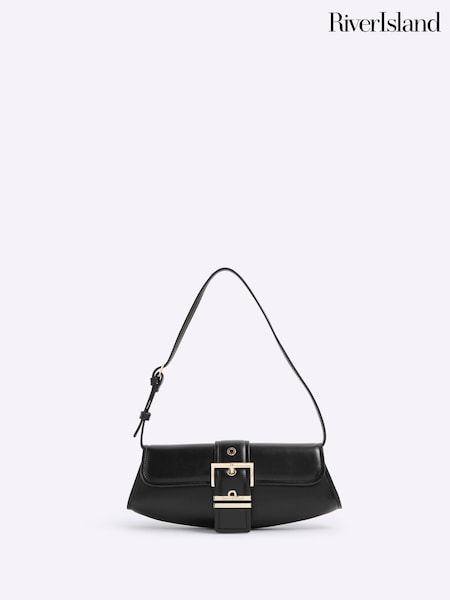 River Island Black Buckle Front Shoulder Bag (H92490) | €40