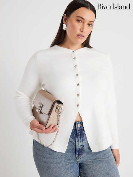River Island White Button up Cardigan (H92502) | R$ 385