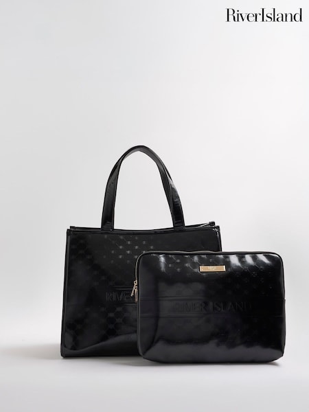 River Island Black Tote Bag and Laptop Case Bundle Set (H92506) | €78