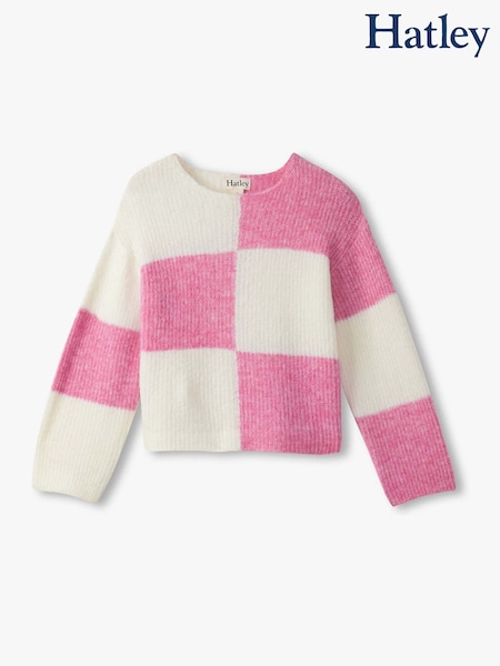 Hatley Sea Pink Check Drop Shoulder Jumper (H92751) | AED186