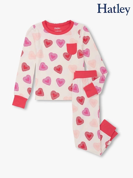 Hatley Natural Cut Out Hearts Bamboo Pyjamas Set (H92753) | €38
