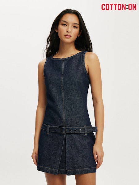 Cotton On Blue Mini Luisa Belted Denim Dress (H92771) | €58