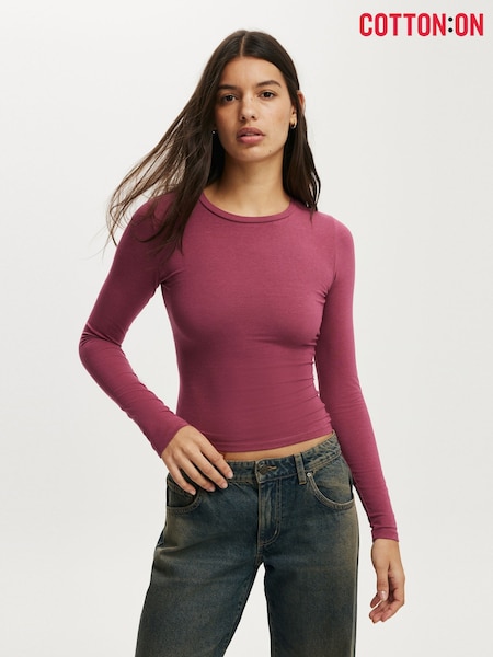Vermelho - Cotton On All Day Crew Long Sleeve Top (H92781) | R$ 180