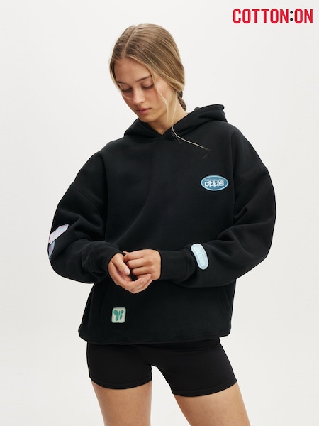 Preto - Cotton On Plush Premium Graphic Print Hoodie (H92792) | R$ 345