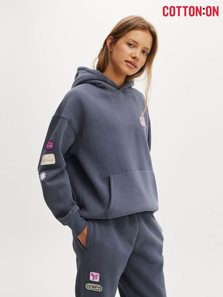 Cinza - Cotton On Plush Premium Graphic Print Hoodie (H92795) | R$ 345