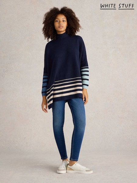 White Stuff Blue Side Slit Thrown On Poncho (H92846) | €95