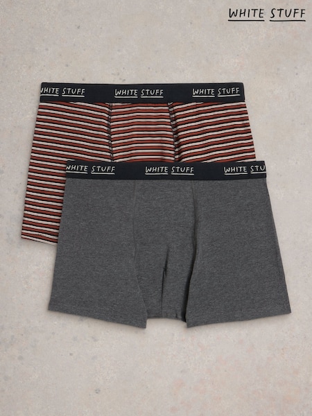 White Stuff Red Hove Stripe and Plain Boxers 2 Pack (H92854) | €25