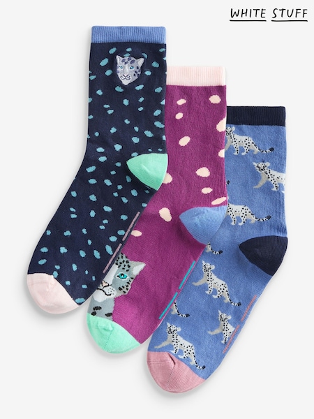 White Stuff Blue Cheetah Ankle Socks 3 Pack (H92856) | € 20