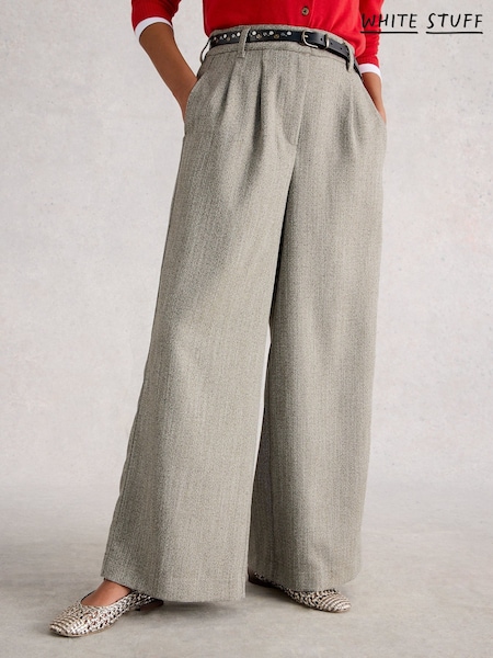 White Stuff Grey Sasha Wide Leg Tweedy Trousers (H92867) | €106