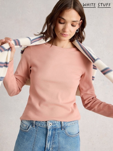 White Stuff Sadie Long Sleeve Rib T-Shirt (H92918) | R$ 345