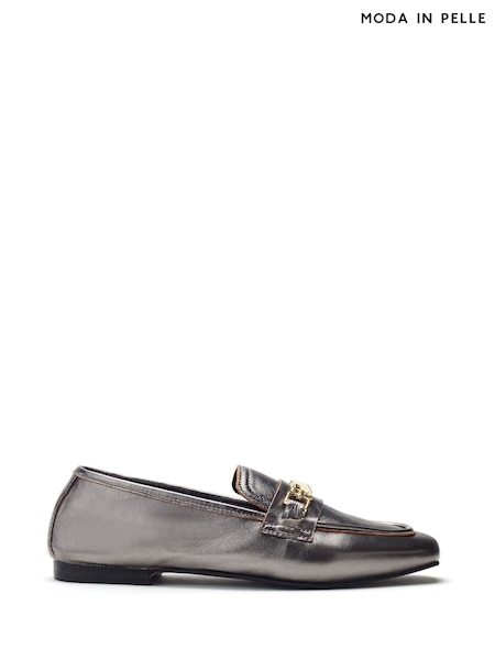 Moda in Pelle Grey Earley Square Toe Snaffle Loafers (H93004) | €121