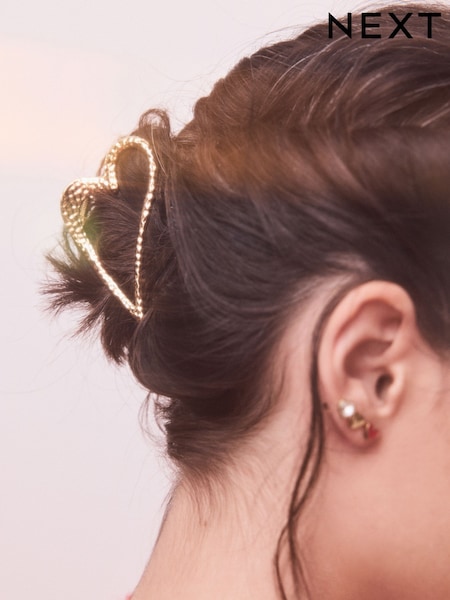 Gold Tone Heart Hair Claw Clip (H93042) | AED42