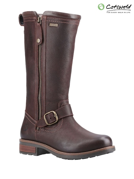 Brown Suede - Cotswolds Suede Bourton Mid Fur Lined Leather Boots