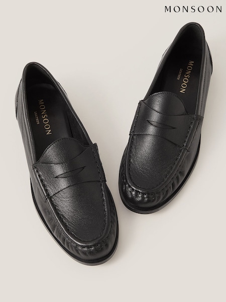 Monsoon Black Grace Leather Loafers (H93124) | €86