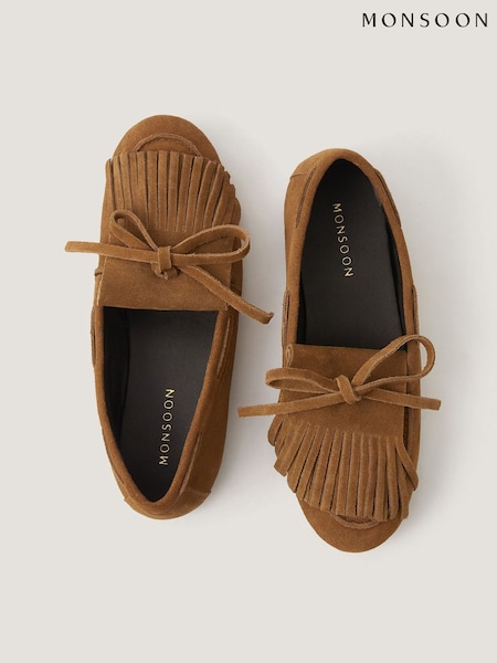 Monsoon Brown Sarah Suede Moccasins (H93132) | €83