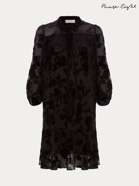 Phase Eight Black Mila Velvet Dress (H93243) | €178