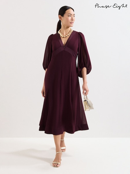 Phase Eight Red Vera Burgundy Dress (H93249) | 737 QAR
